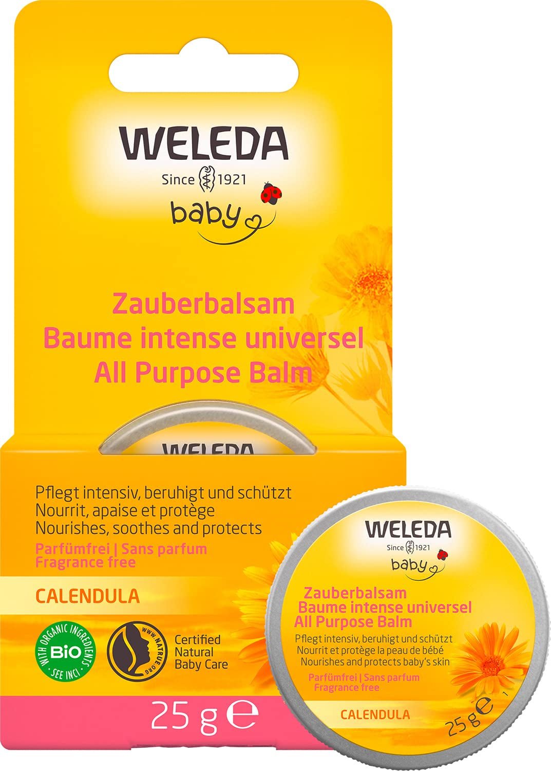 WELEDA Organic Baby Calendula Magic Balm - Bálsamo universal de cosmética natural para rostro y cuerpo para cuidar y calmar la piel y los labios secos. Bálsamo rico universal para bebés y niños (1x 25g) Infantil - Baño y Cuidado Naty Shop Default title