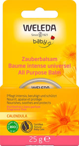 WELEDA Organic Baby Calendula Magic Balm - Bálsamo universal de cosmética natural para rostro y cuerpo para cuidar y calmar la piel y los labios secos. Bálsamo rico universal para bebés y niños (1x 25g) Infantil - Baño y Cuidado Naty Shop