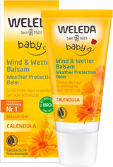 WELEDA Organic Baby Calendula Wind & Weather Balm - Crema facial y de manos de cosmética natural con aceite de almendras y aceite de sésamo para proteger la piel sensible y seca del bebé de las inclemencias del tiempo y el frío (1x 30 ml) Infantil - Baño y cuidado de la piel Naty Shop Default title