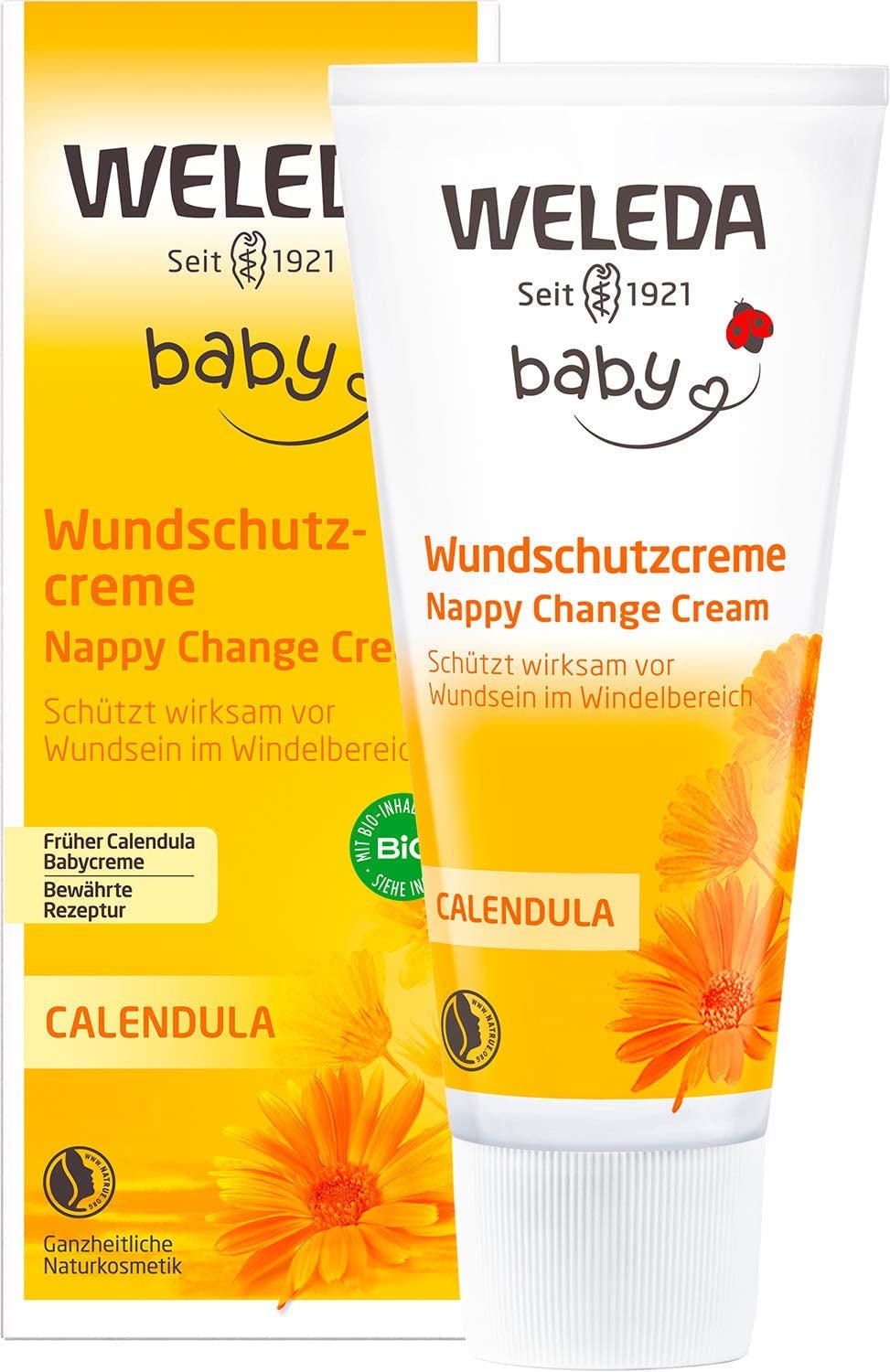 WELEDA Organic Baby Calendula Wound Protection Cream 75ml - Pomada para heridas / crema para bebés de cosmética natural para la protección de la piel sensible del bebé en la zona del pañal. Ayuda con rojeces, piel irritada y dolor Niños - Baño y Cuidado de la Piel Naty Shop Crema Protectora Heridas 75 Ml