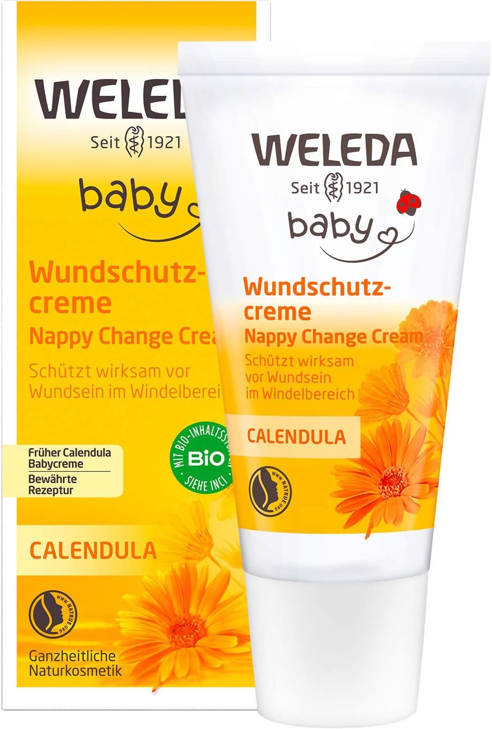 WELEDA Organic Baby Calendula Wound Protection Cream 75ml - Pomada para heridas / crema para bebés de cosmética natural para la protección de la piel sensible del bebé en la zona del pañal. Ayuda con rojeces, piel irritada y dolor Niños - Baño y Cuidado de la Piel Naty Shop Crema Protectora de Heridas 30 Ml