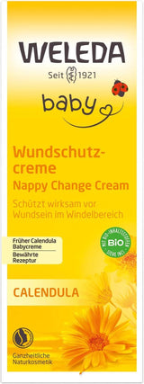 WELEDA Organic Baby Calendula Wound Protection Cream 75ml - Pomada para heridas / crema para bebés de cosmética natural para la protección de la piel sensible del bebé en la zona del pañal. Ayuda con rojeces, piel irritada y dolor Infantil - Baño y Cuidado de la Piel Naty Shop