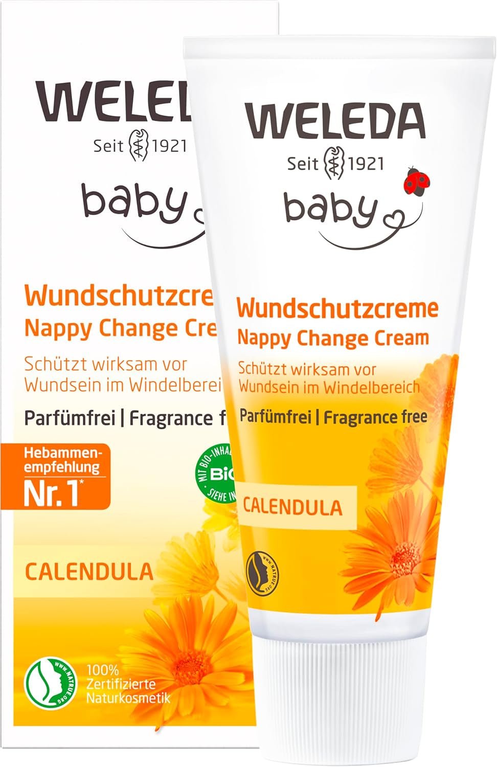 WELEDA Organic Baby Calendula Wound Protection Cream 75ml - Pomada para heridas / crema para bebés de cosmética natural para la protección de la piel sensible del bebé en la zona del pañal. Ayuda con rojeces, piel irritada y dolor Niños - Baño y Cuidado Naty Shop Crema protectora de heridas 75ml sin fragancia