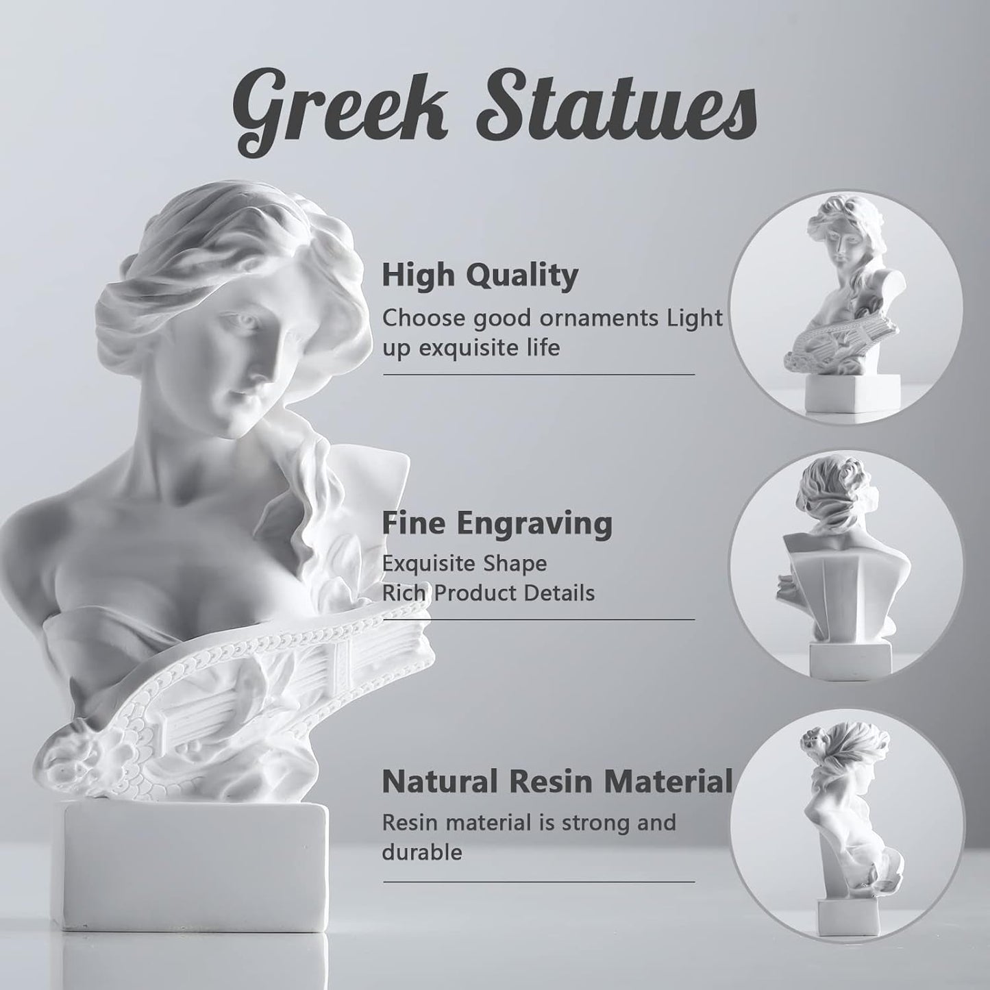 XMGZQ Escultura de Estatua de Afrodita Blanca, Estatua de Busto de mitología Griega de Resina, para decoración de Sala de Coqueta, decoración de Sala de Academia Oscura, estanterías, partición, Mesa de Centro Estatuillas y Esculturas Naty Shop