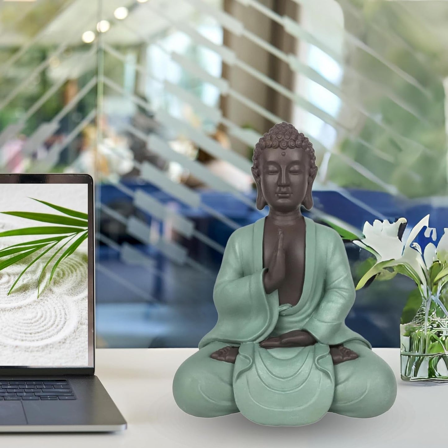 Zen Arôme SBM5 Estatua Zen Bodhi, verde/marrón, altura 20 cm Estatuillas y esculturas Naty Shop