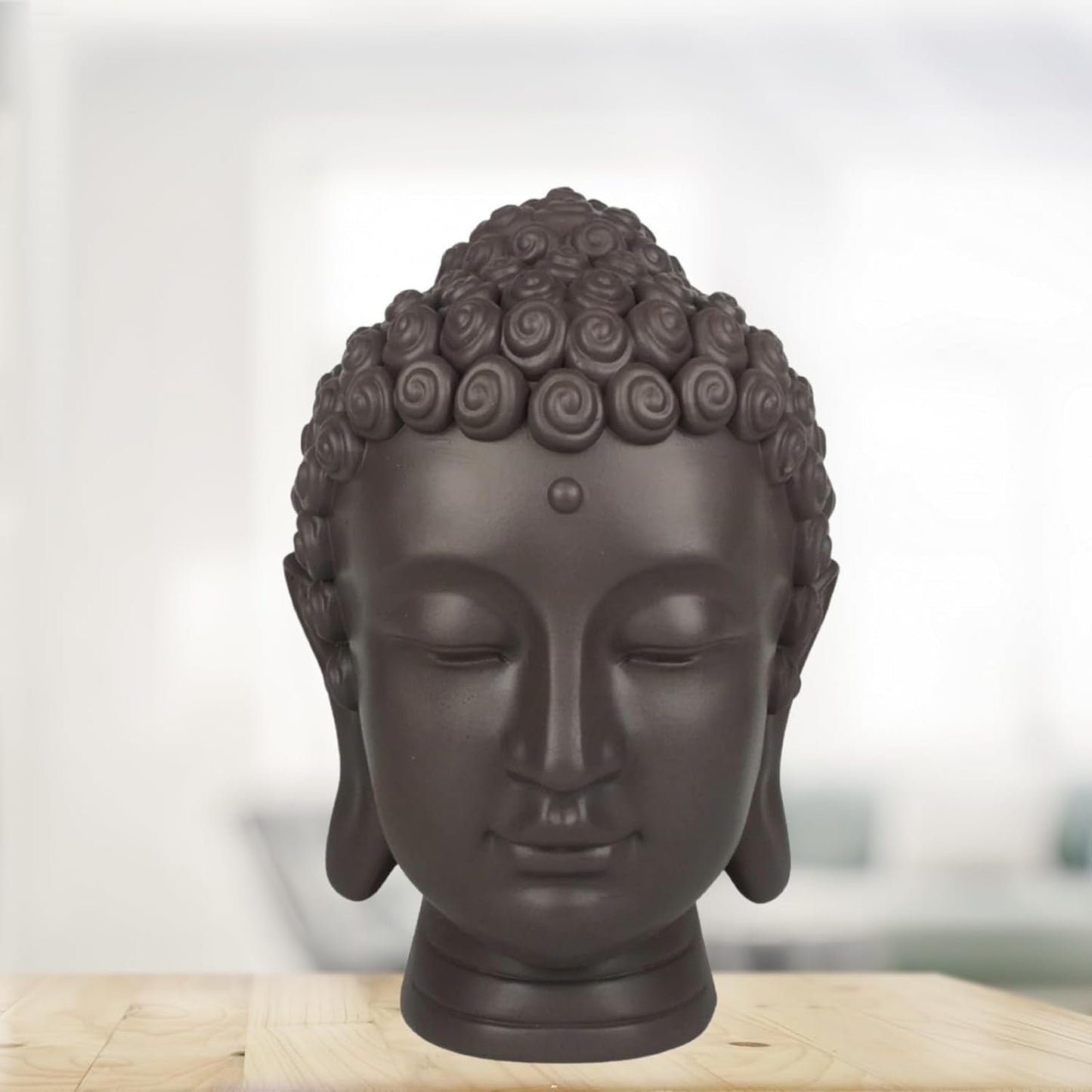 Zen'Light - Estatuilla con cabeza de Buda - Decoración para Zen, meditación y feng shui - Regalo para un ambiente relajante y espiritual - Estatuilla de Buda - Altura: 20 cm - Color: verde/marrón Estatuillas y esculturas Naty Shop