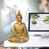 Zen'Light - Estatuilla con cabeza de Buda Sanci - Decoración para Zen, meditación y feng shui - Regalo para un ambiente relajante y espiritual - Estatua de Buda - Altura: 18 cm - Color: oro Estatuillas y esculturas Naty Shop