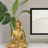 Zen'Light - Estatuilla con cabeza de Buda Sanci - Decoración para Zen, meditación y feng shui - Regalo para un ambiente relajante y espiritual - Estatua de Buda - Altura: 18 cm - Color: oro Estatuillas y esculturas Naty Shop