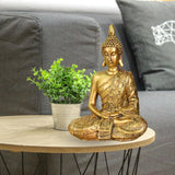 Zen'Light - Estatuilla con cabeza de Buda Sanci - Decoración para Zen, meditación y feng shui - Regalo para un ambiente relajante y espiritual - Estatua de Buda - Altura: 18 cm - Color: oro Estatuillas y esculturas Naty Shop