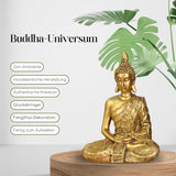 Zen'Light - Estatuilla con cabeza de Buda Sanci - Decoración para Zen, meditación y feng shui - Regalo para un ambiente relajante y espiritual - Estatua de Buda - Altura: 18 cm - Color: oro Estatuillas y esculturas Naty Shop