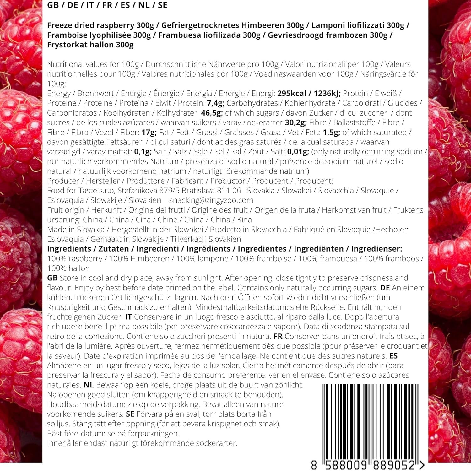 Frambuesas liofilizadas Trozos rotos | XL 300g Frutos secos liofilizados | Frambuesas secas Sin gluten Fruta liofilizada | Frutas liofilizadas | Frambuesa liofilizada Naty Shop productos deshidratados