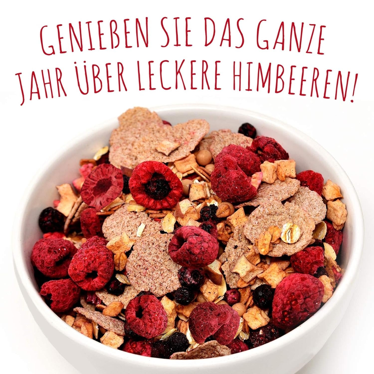 Frambuesas liofilizadas, SIN productos chinos, 500g de fruta entera liofilizada, sin aditivos, afrutada, made in Germany Productos secos Naty Shop